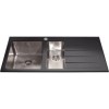 CDA KVL02BL KVL02 Inset 1.5 Bowl Right Handed Drainer Glass Sink Black