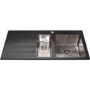 1.5 Bowl Inset Black Stainless Steel Kitchen Sink with Left Hand Drainer - CDA