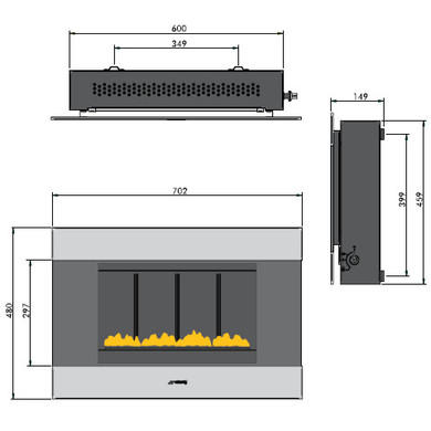 Smeg L23CL Classic Landscape Natural Gas Wall Fire in Stainless Steel