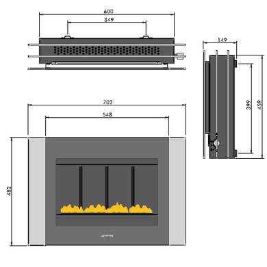 Smeg L23LIN Linea Landscape Natural Gas Wall Fire in Stainless Steel