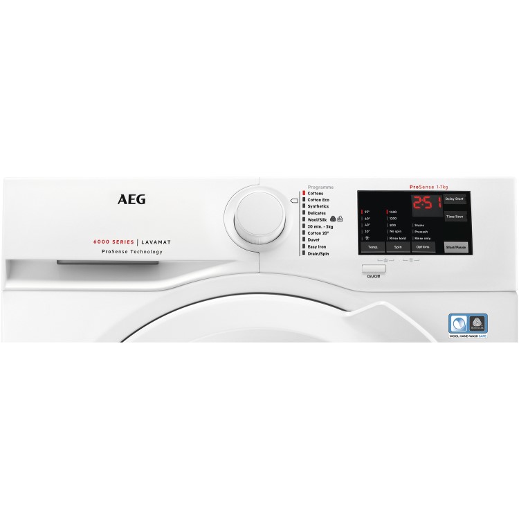 GRADE A1 - AEG L6FBI741N 6000Series 7kg 1400rpm Freestanding Washing Machine-White
