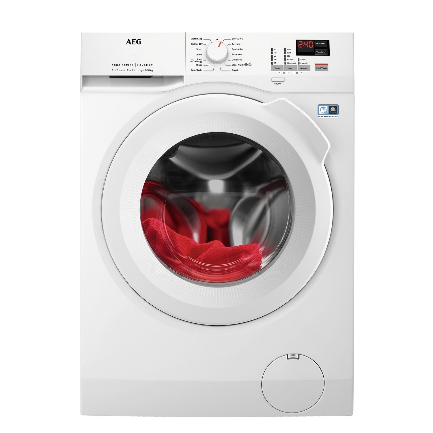 Aeg White L6fbk141b 6000 Series Prosense 10Kg 1400Rpm Washing Machine Size 63.6