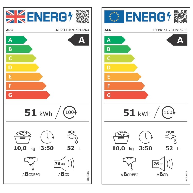 AEG 6000 Series ProSense® 10kg 1400rpm Washing Machine - White