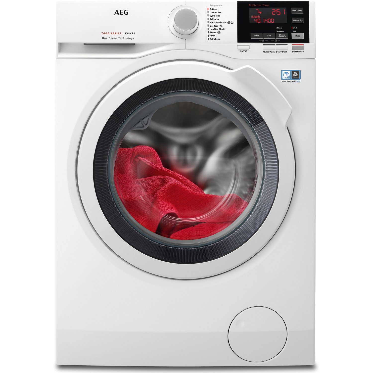 Refurbished AEG 7000 Series L7WBG741R Freestanding 7/4KG 1400 Spin Washer Dryer White