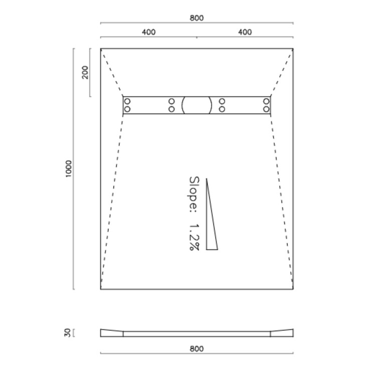 1000 x 800mm Wet Room Shower Tray Formers (Tile-Ready Boards) with Linear End Waste