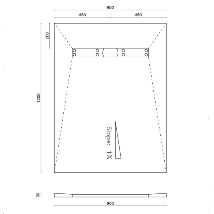 1400 x 900mm Wet Room Shower Tray Formers (Tile-Ready Boards) with Linear End Waste