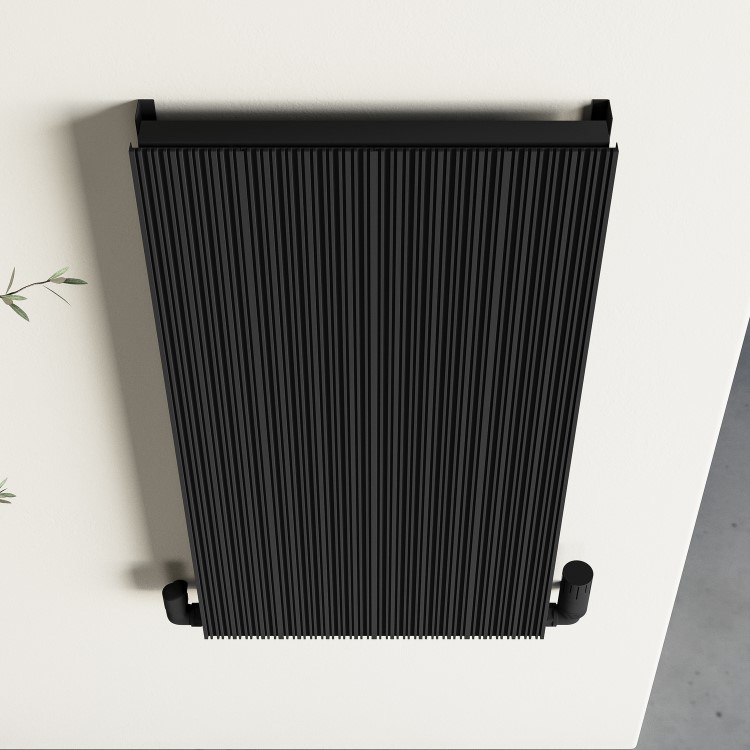 Black Designer Fluted Vertical Radiator 800 x 440mm - Laguna