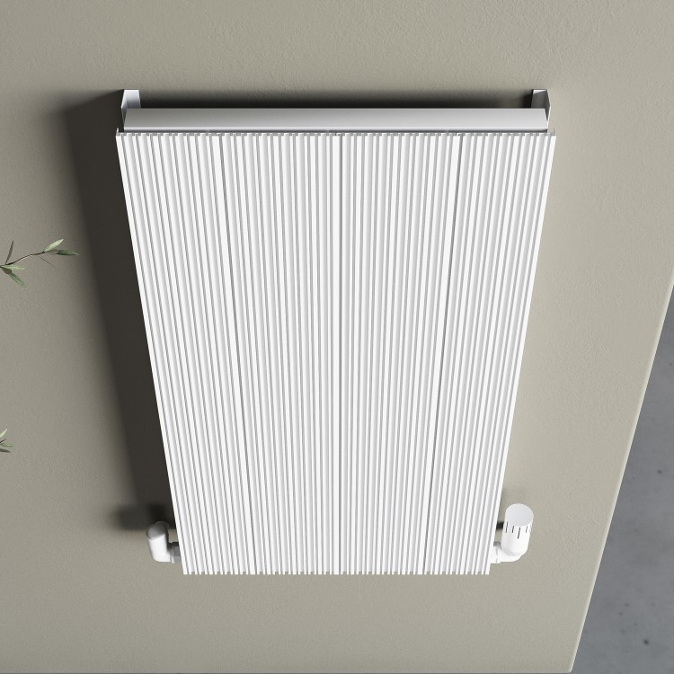 White Designer Fluted Vertical Radiator 800 x 440mm - Laguna