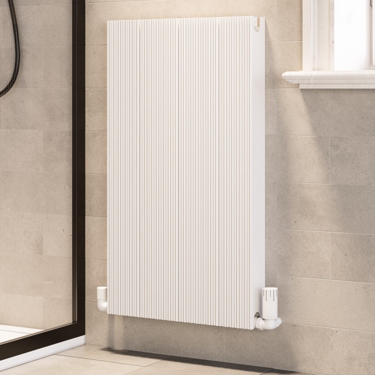 White Designer Vertical Single Panel Radiator 800 x 440mm - Laguna
