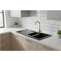 1.5 Bowl Black Inset Granite Composite Kitchen Sink with Reversible Drainer - Enza Laurie