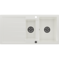 1.5 Bowl White Granite Composite Inset Kitchen Sink & Waste - 1017 x 512mm - Laurie