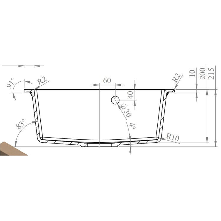Single Bowl Inset Composite Sink with Tap Deck 565 x 500mm  - Laurie