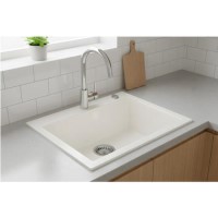 Single Bowl White Inset Composite Sink with Tap Deck - Enza Laurie