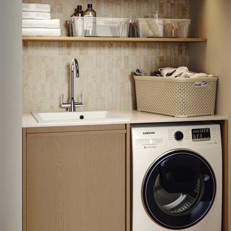 Single Bowl White Composite Inset Kitchen Sink - Enza Laurie