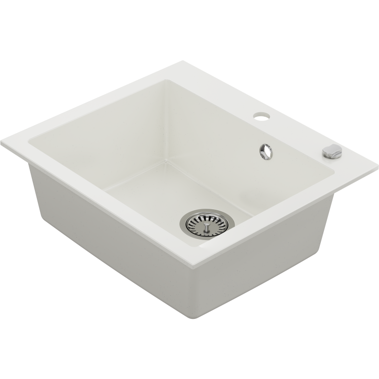 Single Bowl White Composite Inset Kitchen Sink - Enza Laurie
