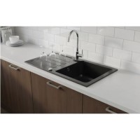 1 Bowl Black Inset Granite Composite Kitchen Sink with Reversible Drainer - Enza Laurie