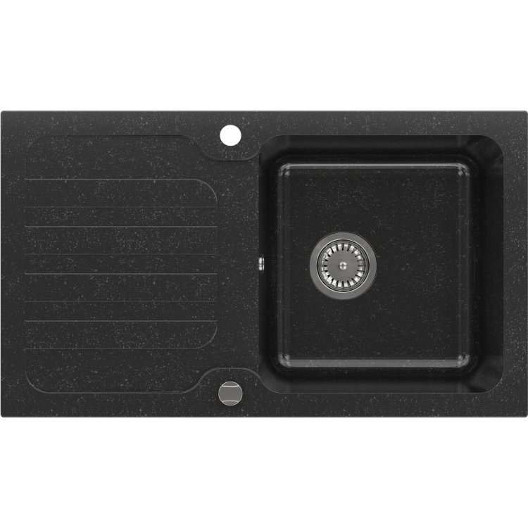 1 Bowl Black Granite Composite Inset Kitchen Sink & Waste - 860 x 500mm - Laurie