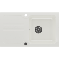 1 Bowl White Granite Composite Inset Kitchen Sink & Waste - 860 x 500mm - Laurie