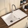 Single Bowl White Inset Granite Composite Kitchen Sink with Reversible Drainer - Enza Laurie