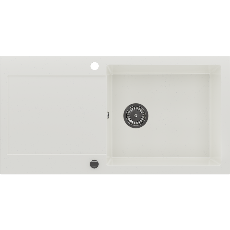 Large 1 Bowl White Granite Composite Inset Kitchen Sink & Waste - 970 x 500mm - Laurie