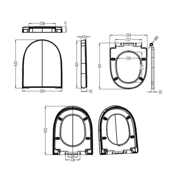 White Round Soft Close Toilet Seat With Quick Release - Laurel