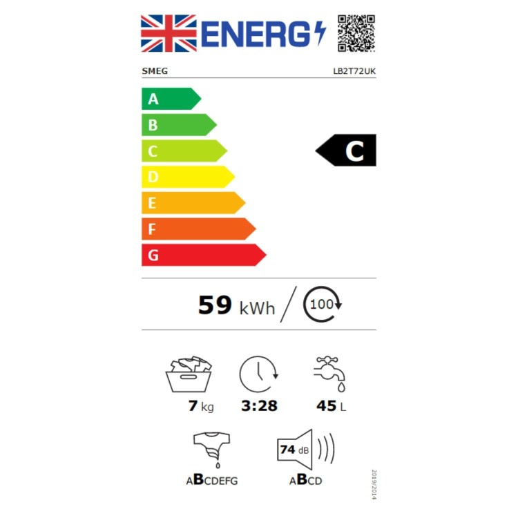 Smeg 7kg 1200rpm Washing Machine - White