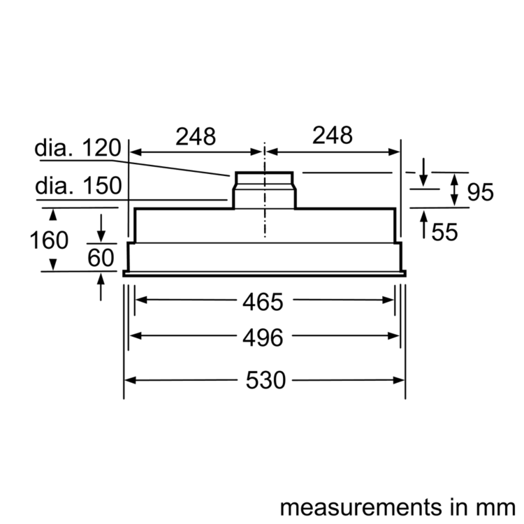 Refurbished Siemens iQ300 LB55565GB 53cm Canopy Cooker Hood Silver Metallic