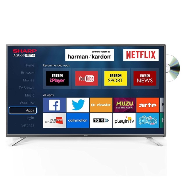 GRADE A3 - Sharp LC-32DHG6021K 32" 720p HD Ready Smart TV and DVD Combi with Freeview HD