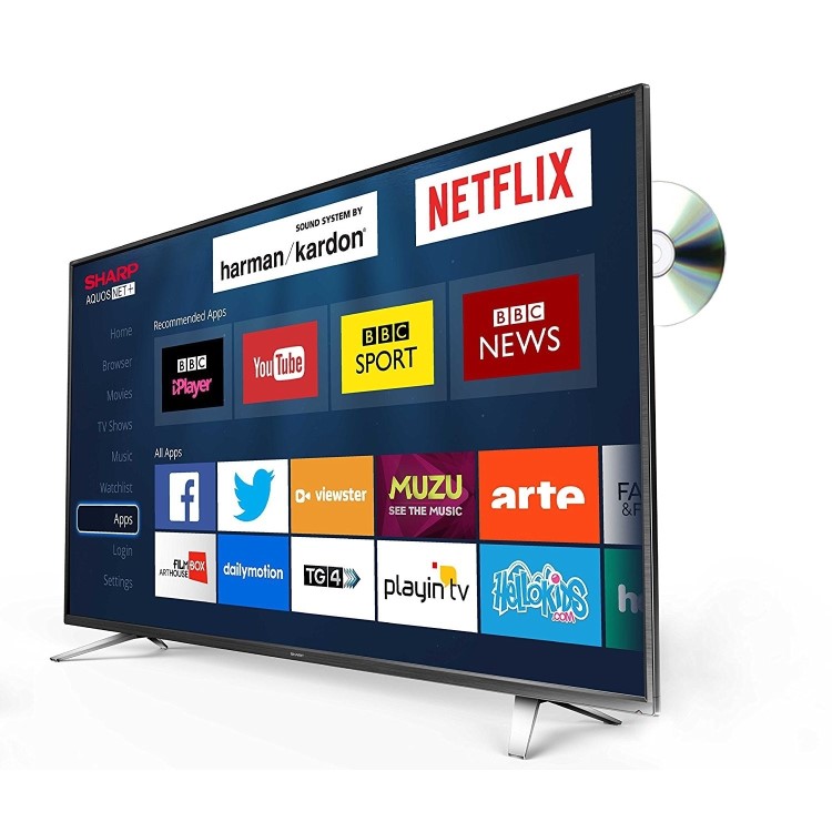 GRADE A1 - Sharp LC-32DHG6021K 32" 720p HD Ready Smart TV and DVD Combi with Freeview HD