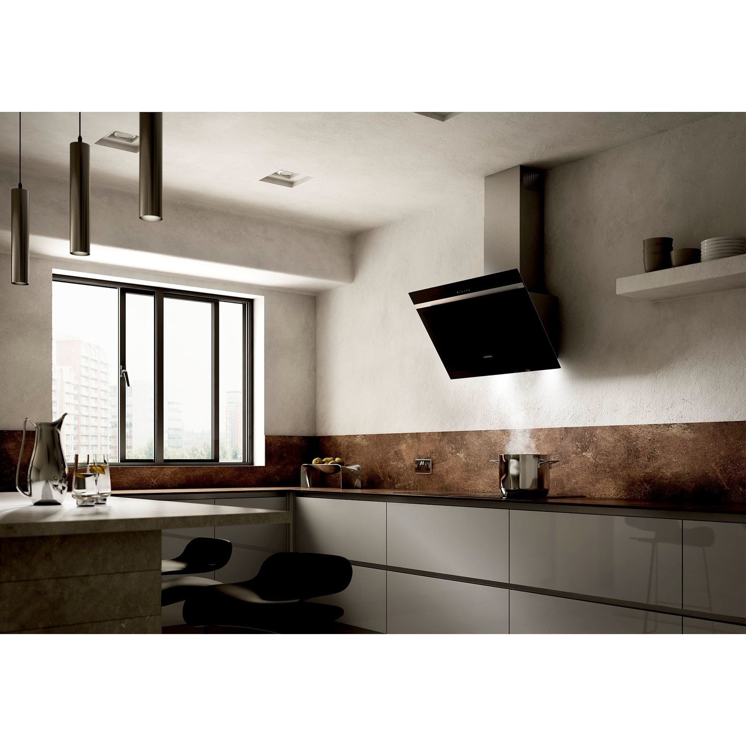 80cm Flat Cooker Hood Black