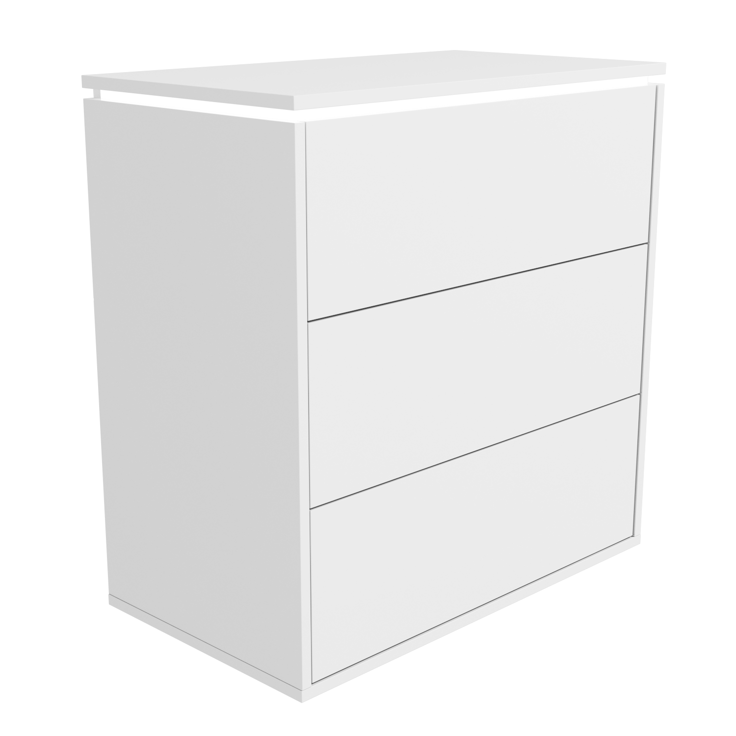 Chest of Drawers 3 Drawer in White High Gloss with LED Lights Bedroom