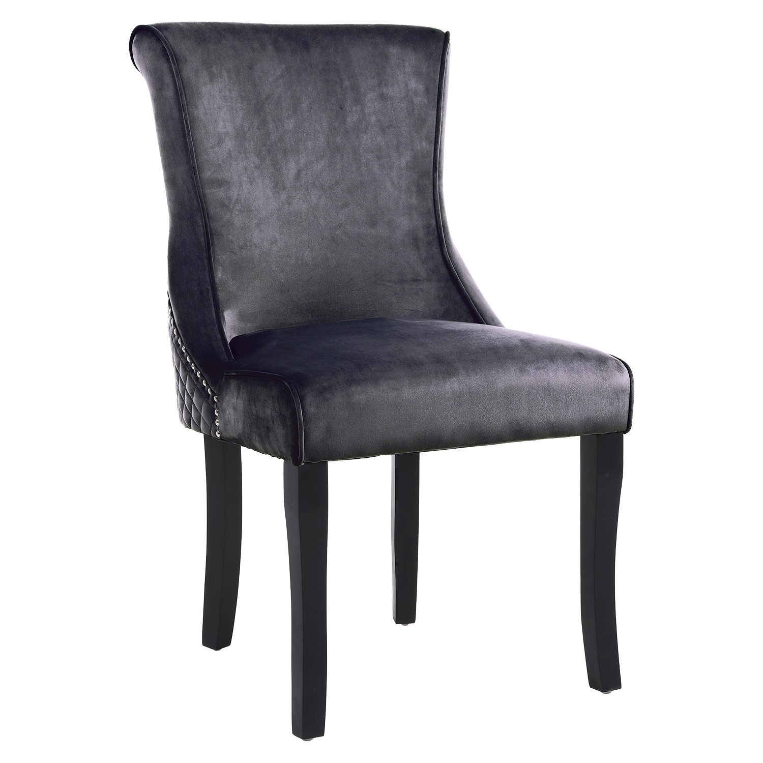 Pair of Dark Grey Velvet Dining Chairs with Quilted Back - Lucille | eBay