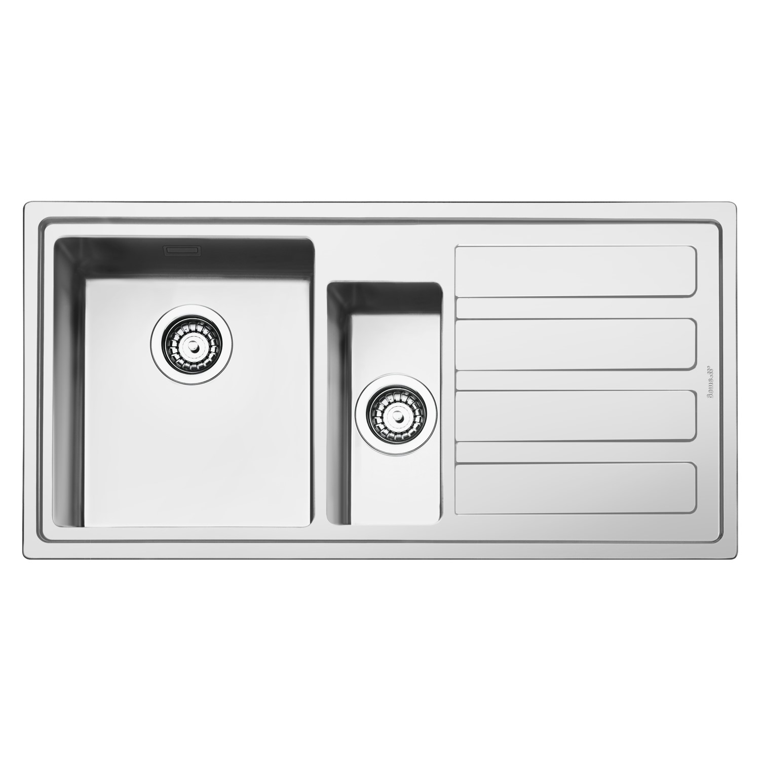 1.5 Bowl Chrome Stainless Steel Kitchen Sink with Right Hand Drainer