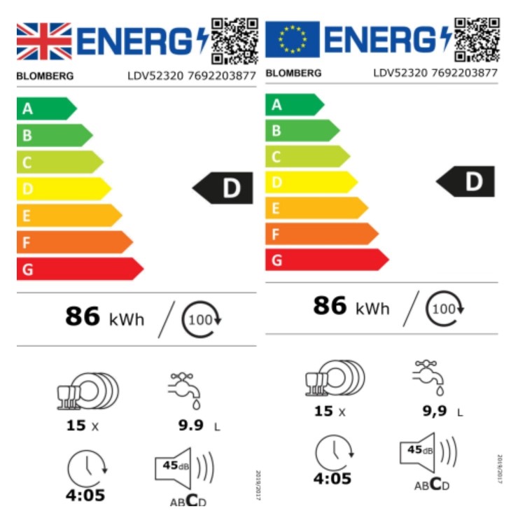 Blomberg Integrated Dishwasher - Silver control panel
