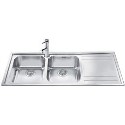 LE116D Smeg LE116D Rigae Double Bowl Sink with Right Hand Drainer
