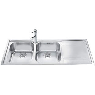 Smeg LE116D Rigae Double Bowl Sink with Right Hand Drainer