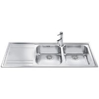 Smeg LE116S Rigae Double Bowl Sink with Left Hand Drainer