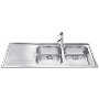 Smeg LE116S Rigae Double Bowl Sink with Left Hand Drainer