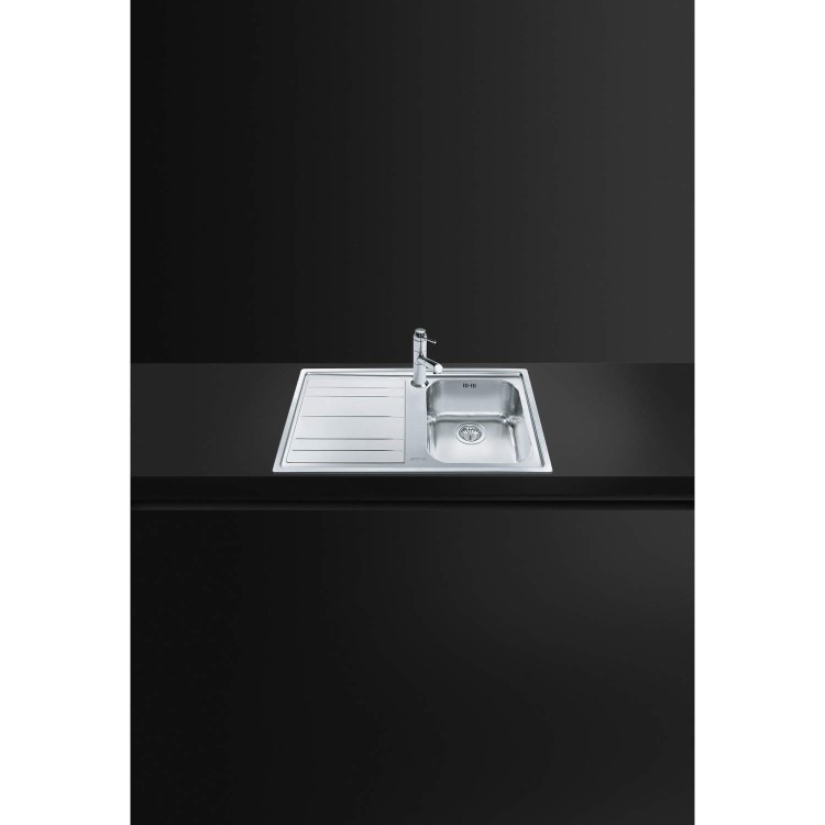 Smeg LE861S-2 Rigae 86cm Single Bowl Inset Stainless Steel Sink With Left Hand Drainer