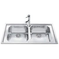 Smeg LE862 Rigae Double Bowl Sink Stainless Steel