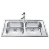 GRADE A1 - Smeg LE862-2 Rigae Double Bowl Inset Stainless Steel Sink