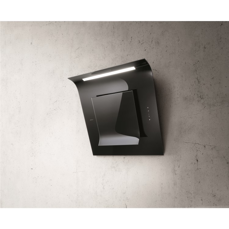 Elica LEAF-BLK LEAFL Angled 80cm Chimney Cooker Hood Black