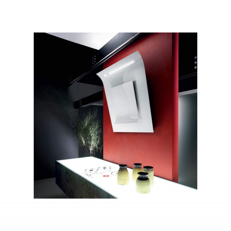 Elica LEAFWH Angled 80cm Chimney Cooker Hood White Appliances Direct