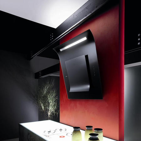 Elica LEAF_BL Leaf Angled 80cm Chimney Hood in Black