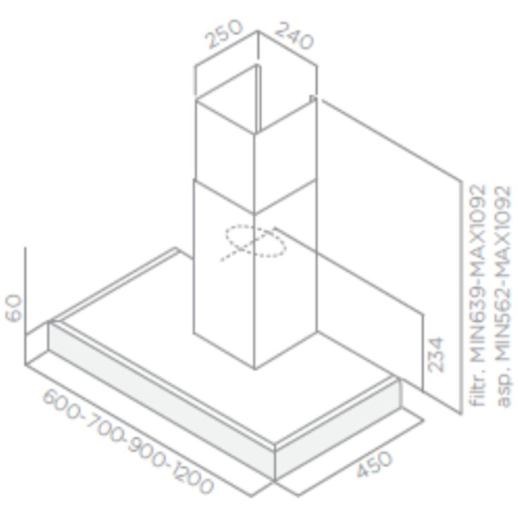 Elica LEDGE-60 Ledge Low Profile 60cm Chimney Cooker Hood Stainless Steel