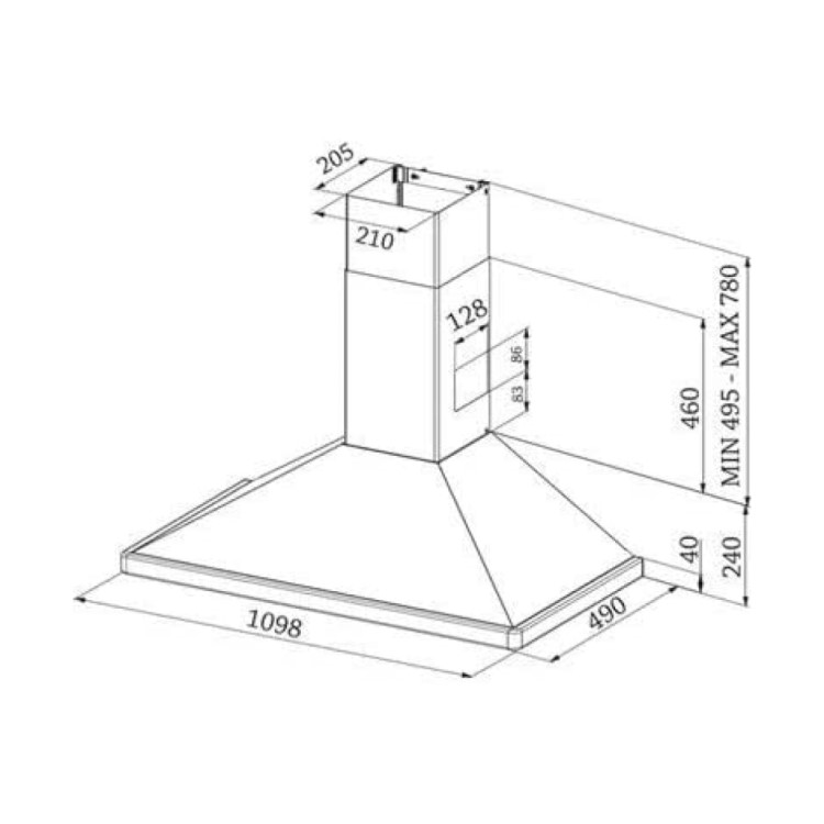 Refurbished Rangemaster LEIHDC110BB 110cm Chimney Cooker Hood Black