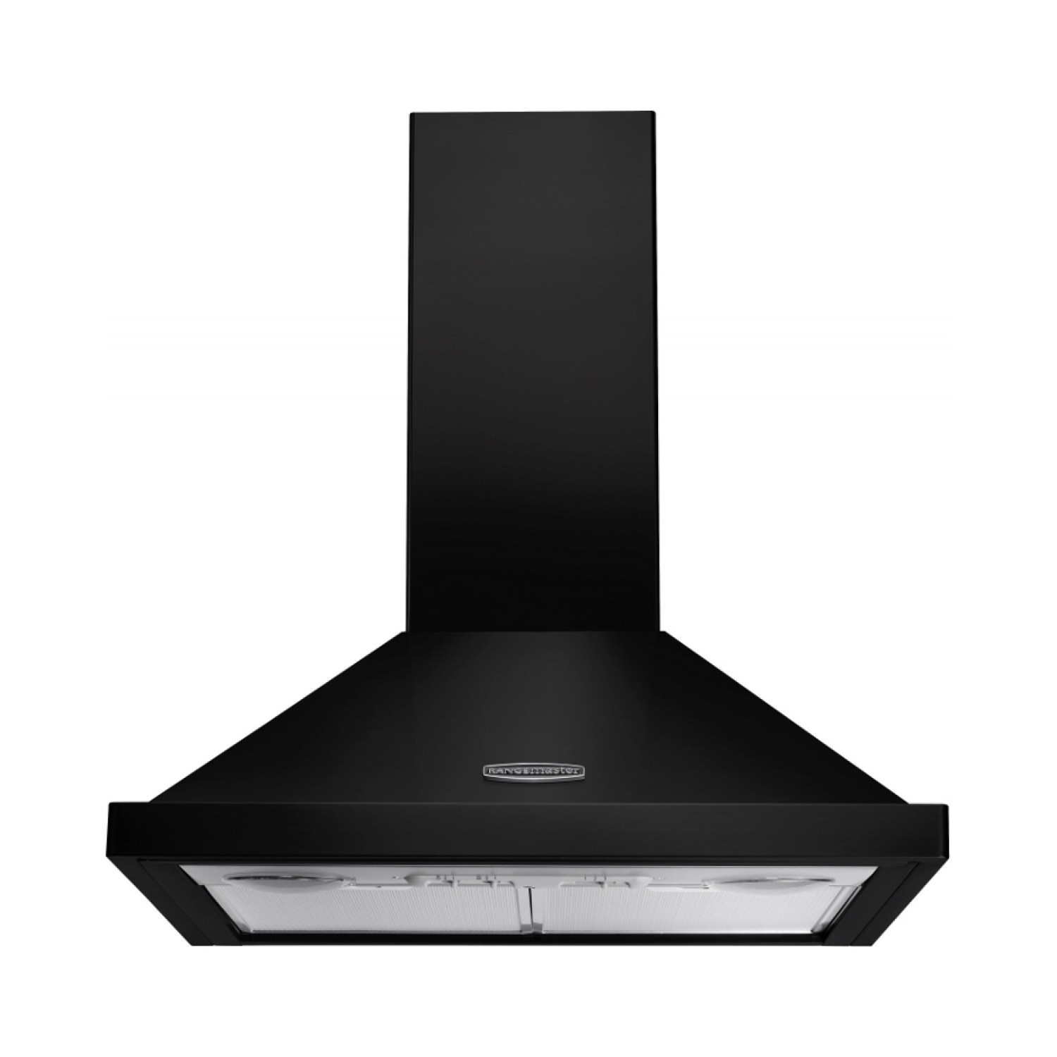 Rangemaster 60cm Chimney Cooker Hood - Black with Chrome Badge