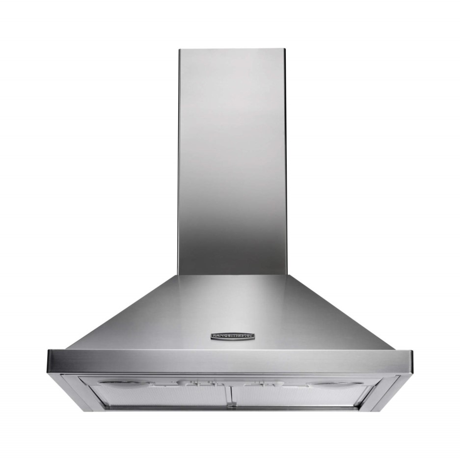 Rangemaster 60cm Chimney Cooker Hood Stainless Steel With Chrome Badge