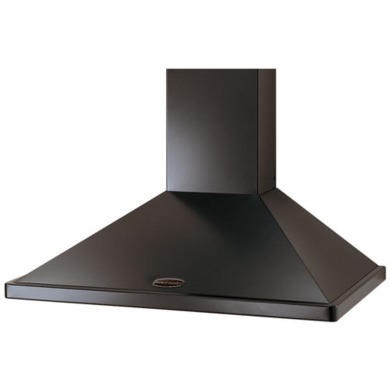 Refurbished Rangemaster LEIHDC90BB 90cm Chimney Cooker Hood Black with Brass Badge