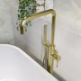 GRADE A1 - Brushed Brass Freestanding Bath Shower Mixer Tap - Lenton